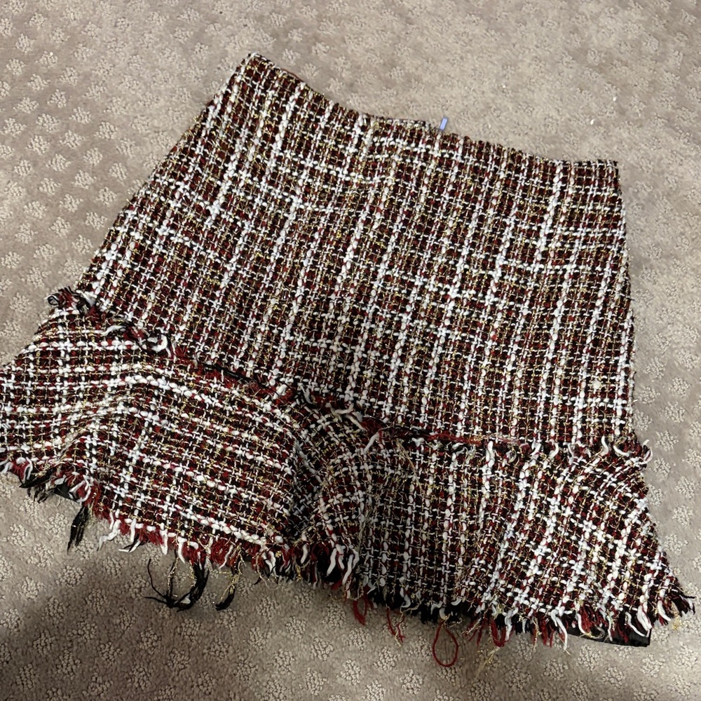 miami Tweed Mini Skirt in Red, White & Black